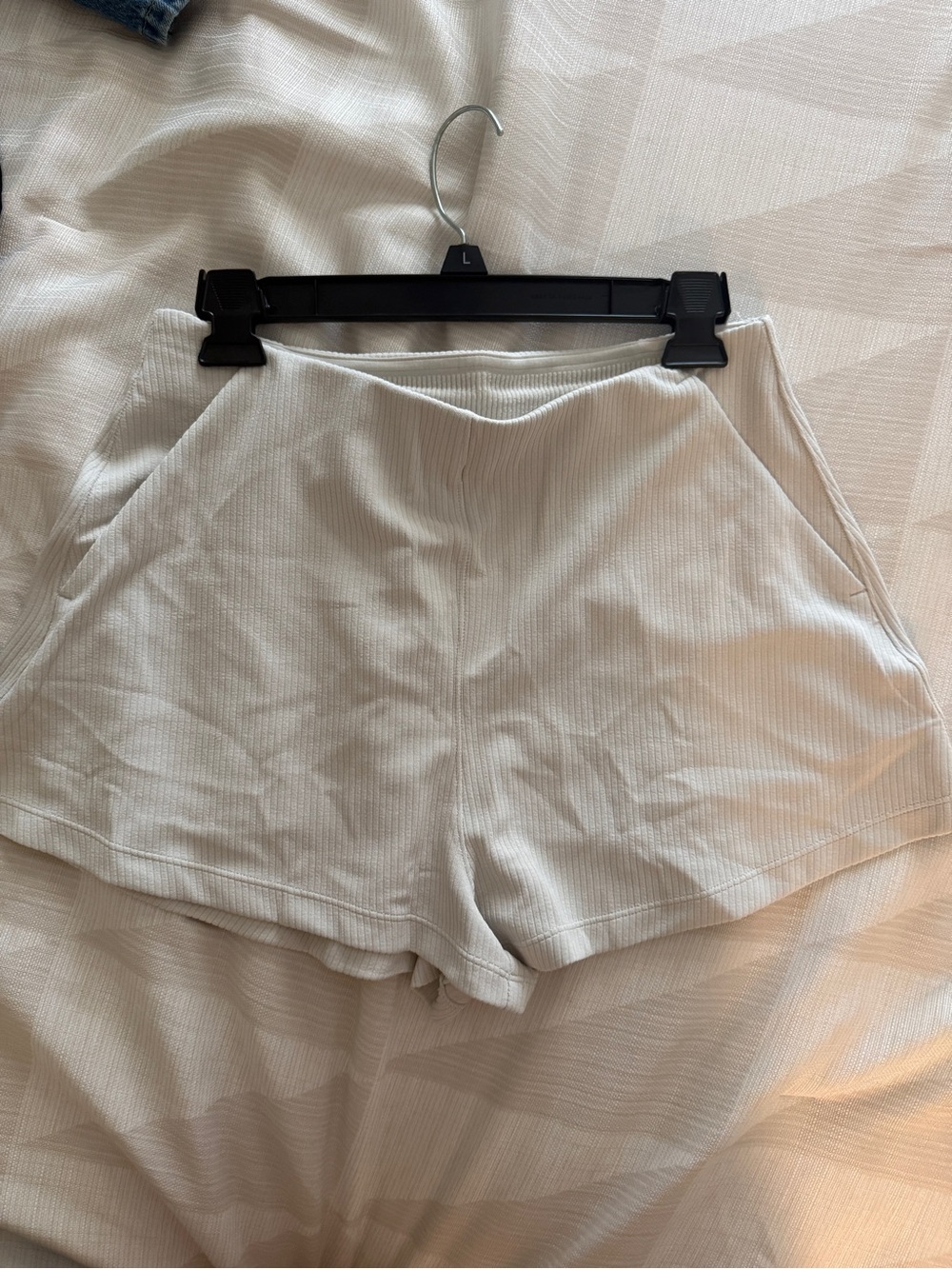 lululemon athletica Ribbed High-Waist Shorts in Light Cream